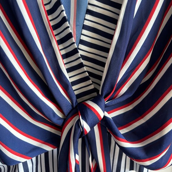 SzS Zara Wrap Bodysuit with Knotted Front & Red/Blue Stripes - EUC - Picture 4 of 12